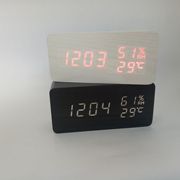 温湿度木头钟led声控智能电子，闹钟木质座钟，数码钟艺术(钟艺术)钟