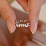 925纯银镂空戒指小众设计时尚个性食指戒素圈高级感指环开口戒子