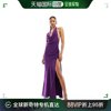 香港直邮潮奢asos女士90's设计深v斗篷式系扣紫色长款连衣裙