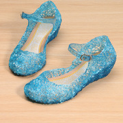 夏季女童凉鞋防滑艾莎公主鞋水晶鞋时尚透气夏凉鞋灰姑娘洞洞凉鞋