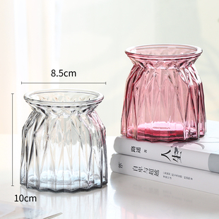 欧式玻璃瓶透明玻璃花瓶容器薄荷，绿萝水培植物花盆圆水养小号器皿