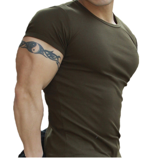 特种兵短袖t恤男健身修紧身衣运动半袖纯棉，圆领弹力打底衫显肌肉