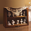 翻盖杯子盲盒手娃娃桌面置物柜化妆品展示架水杯实木质复古收纳