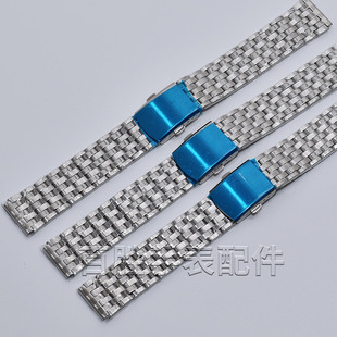 七珠包片钢带不锈钢包片，带平口男款银白色，表带182022mm手表配件