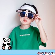 卡通熊猫儿童帽子夏季大帽檐，空顶帽宝宝墨镜防晒遮阳帽空顶鸭舌帽