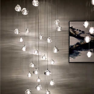 美式樱桃水晶玻璃球吊灯现代复式楼梯灯LED餐厅创意个性流星吊灯