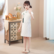 女童中国风改良旗袍小女孩，女大童儿童唐装，连衣裙小孩小学生蕾丝裙