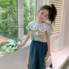 蓝小爸女童衬衫2023夏季儿童，韩版洋气娃娃衫宝宝蕾丝花边上衣