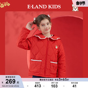 eland kids衣恋童装春季女童甜美公主大翻领棉服外套