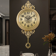 欧式豪华挂钟客厅家用时尚高档摇摆钟表美式复古挂墙丽声静音时钟