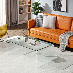 玻璃茶几简约现代长方形茶桌，网红轻奢极简客厅小户型简易透明桌子