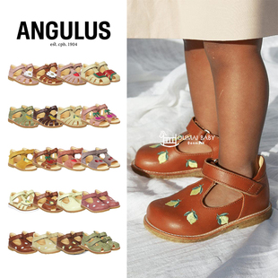 4折丹麦angulus春夏婴儿宝宝，手工皮鞋男童女童，儿童魔术贴包头凉鞋