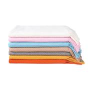轻奢粉红色蓝色白色羊毛流苏搭毯子装饰床尾巾毯搭巾沙发毯子盖毯