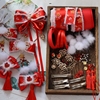 自制红色新年儿童古风唐装发饰，制作手工发夹，diy材料包头饰品套装