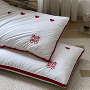 结婚红色婚庆陪嫁家用枕头枕芯护颈椎单双人情侣枕头一对床上用品
