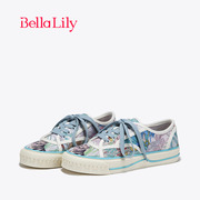 bellalily时尚彩绘帆布鞋，女低帮透气板鞋，显瘦休闲鞋子