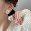 超大颗珍珠夏季耳钉女纯银针夸张高级感耳环2024典雅白色耳饰