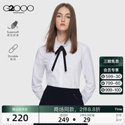 G2000女装早春平滑质感舒适亲肤可拆卸蝴蝶结长袖衬衫.