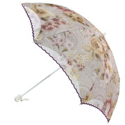台湾贝诗防晒防紫外线二折超轻蕾丝刺绣遮阳太阳伞，黑胶公主晴雨伞