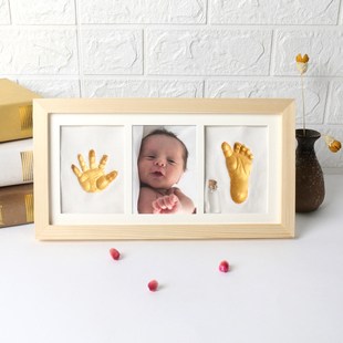 宝宝手足印泥胎毛纪念品新生儿，足印脚印婴儿手印，相框满月百天礼物