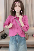 法式衬衫女小个子短款春季2024韩版宽松高级感设计感小众上衣