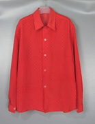 vintage古着女款中古90年代红色，小波点圆点长袖衬衫