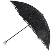 遮阳伞二折蕾丝刺绣花太阳伞，黑胶防紫外线防晒公主，晴雨两用洋伞女