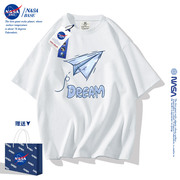 NASA儿童t恤男童2024夏装中大童女童纯棉短袖潮牌洋气上衣服