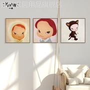奈良美智装饰画现代日式梦游娃娃卧室，墙画房间儿童日系壁画
