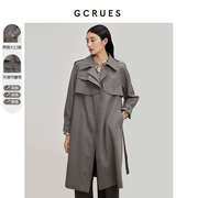 gcrues风衣女士中长款2024年春装法式高级感英伦风双排扣外套