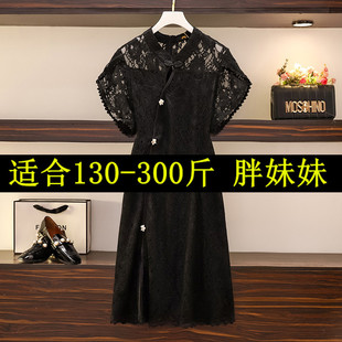 300斤胖人肥妹特大码女装连衣裙，胖mm旗袍改良版夏季中国风裙子250