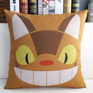 宫崎骏龙猫系列周边日式榻榻米办公室靠枕沙发，抱枕套棉麻靠