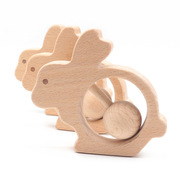 INS亚马逊速卖通榉木动物兔子磨牙牙咬玩具 婴儿摇铃牙胶玩具