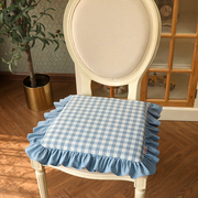 格子花边椅垫餐椅子垫棉坐垫装现代布艺格子可拆洗多色入可定制