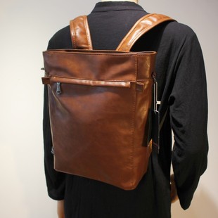 复古双肩包斜挎包 潮流韩版男包书包电脑包背包单肩包两用包