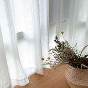 呈开白色棉纱窗帘窗，纱布料定制成品简约现代客厅卧室素雅纱帘