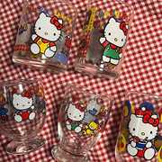 HelloKitty同款小众中古玻璃杯杯彩色kitty玻璃杯下午茶杯子茶杯