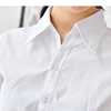 夏季白衬衫条纹女士短袖竖纹V领韩版棉职业装正装商务ol衬衣浅蓝