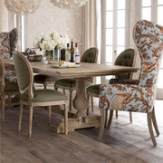 美式乡村loft餐桌椅组合法式实木方桌欧式复古做旧饭桌地中海餐台