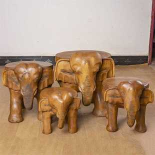 木制实木创意网红轻奢动物大象凳子小型换鞋凳动物凳座椅凳可移动