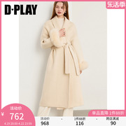 DPLAY大衣女冬季高级感米白色双面呢大衣羊毛大衣外套女大衣女