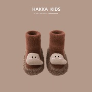 日本HAKKACHILD鞋袜 宝宝加绒保暖袜套婴儿袜室内软底学步地板袜