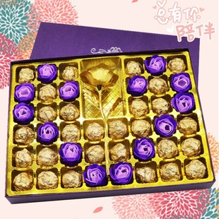 创意爱心巧克力礼盒装玫瑰花，表白送男女友，闺蜜生日520情人节礼物