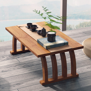 家用中式飘窗小茶几榻榻米简约窗台阳台楠竹茶桌矮桌地毯小型桌子