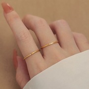 lemon极细强推不掉色碎钻钛钢戒指，女高级感精致小众指环叠带手饰