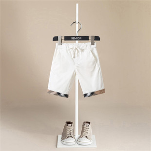 男童白色英伦风挽边中裤，五分裤短裤夏季宝宝，儿童装休闲裤子