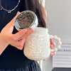 高级珍珠陶瓷杯办公室女生设计感马克杯带盖镜面学生咖啡杯子情侣