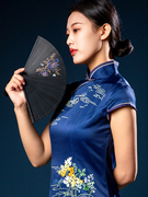 中国风女式全竹折扇古风镂空随身手工折叠小扇子日用扇古典扇
