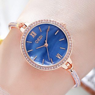 歌迪风手链小巧简约镶钻时尚气质手表，女休闲圆形石英国产腕表