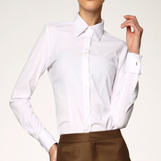 领美欧范法式衬衫女长袖修身白新疆棉衬衣气质抗皱职业面试工作服